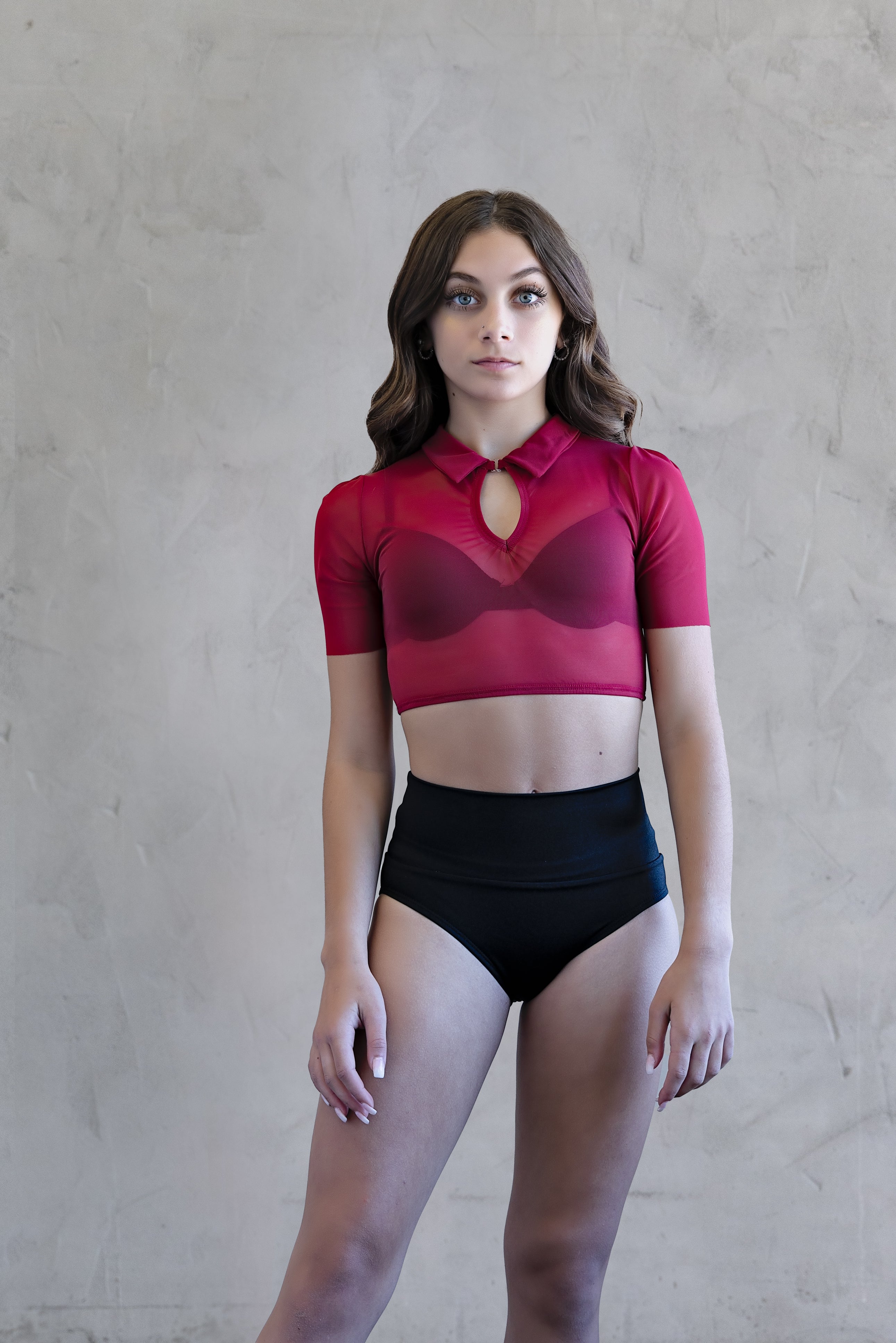 Costume Top- Collared Mesh Top- T308
